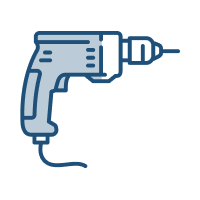 Conservatory repair service: Illustration of a drill, representing repair services for conservatories.