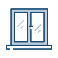 Faulty windows repair service. Icon of a window needing repair.